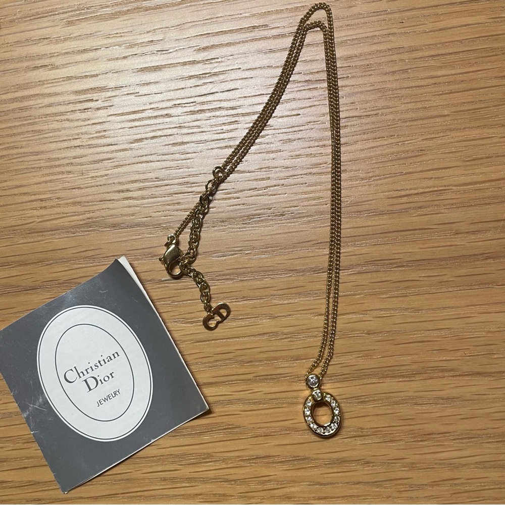 *Authentic* Christian Dior Gold Necklace with CD Pendant clasp